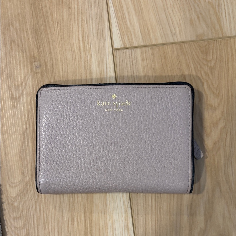 Kate Spade Taupe Leather Wallet with Gold Accents